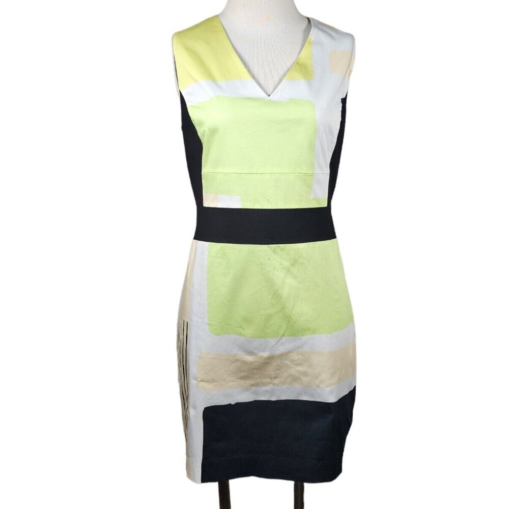 KENNETH COLE MARCI COLORBLOCK PRINT SHEATH DRESS SZ 10 OFFICEWEAR TRENDY MODERN
